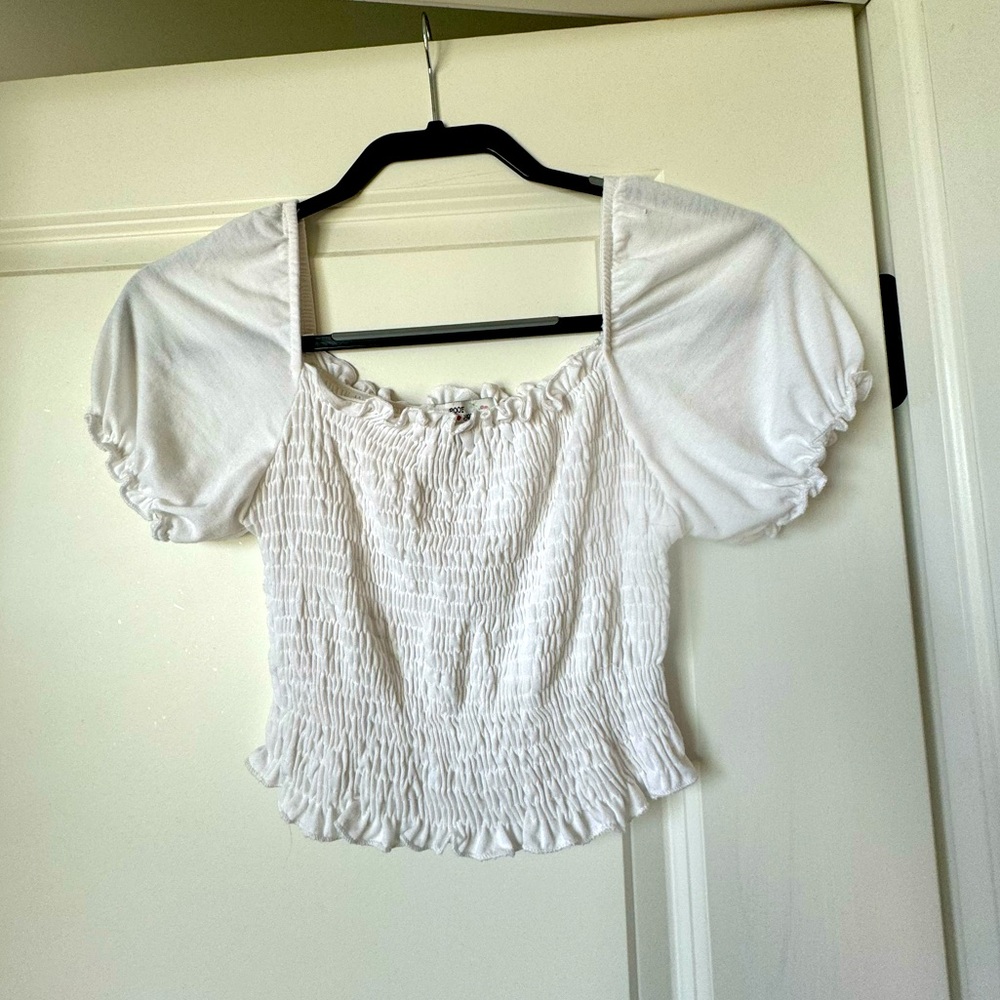 White Ribbed Crop Top